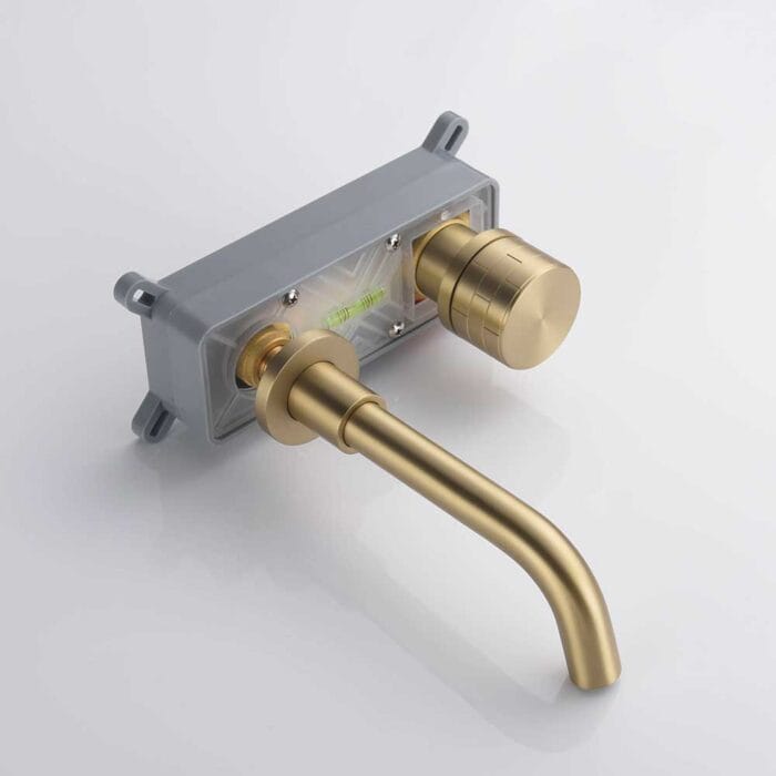 Gold Single Handle Wall Mounted Basin Faucet - Image 7