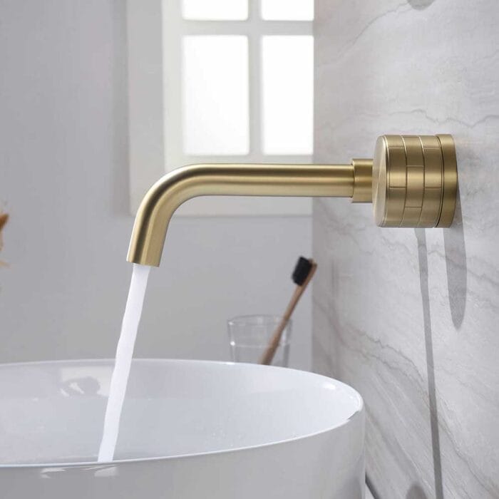 Gold Single Handle Wall Mounted Basin Faucet - Image 3