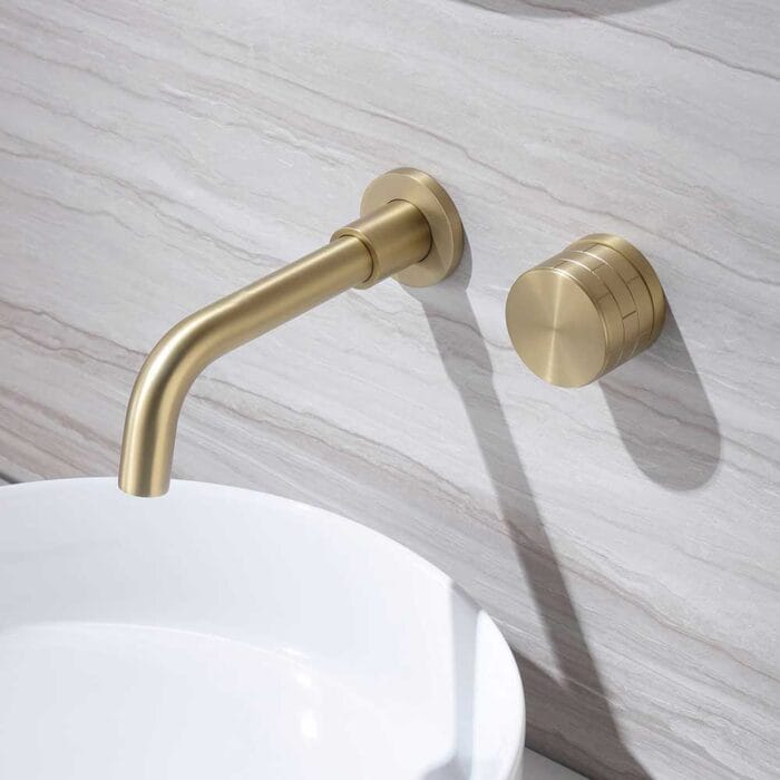 Gold Single Handle Wall Mounted Basin Faucet - Image 6