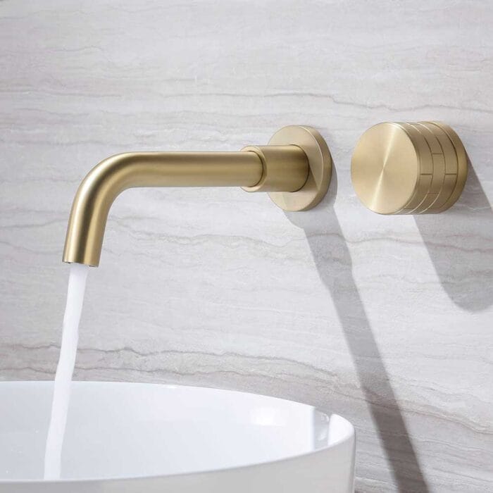 Gold Single Handle Wall Mounted Basin Faucet - Image 5