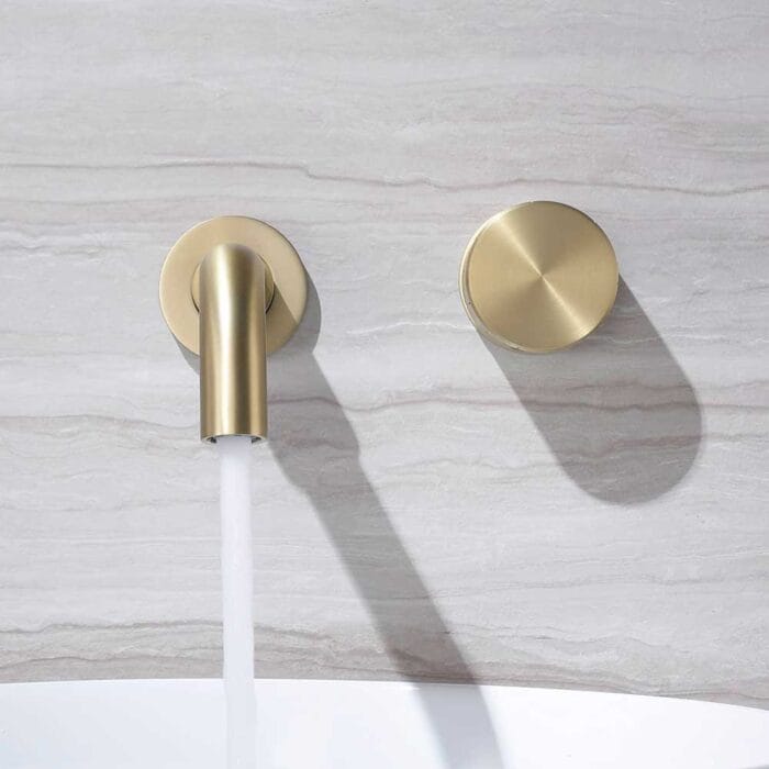 Gold Single Handle Wall Mounted Basin Faucet - Image 4