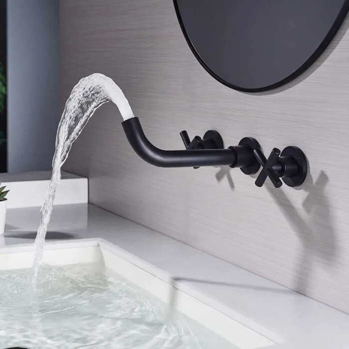 Black Cross Wall Mounted Bathroom Faucet - Image 6