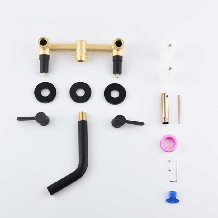 Black Double Handle Wall Mounted Bathroom Faucet - Image 10