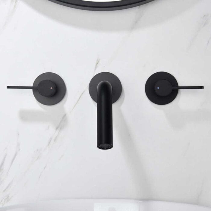 Black Double Handle Wall Mounted Bathroom Faucet - Image 4