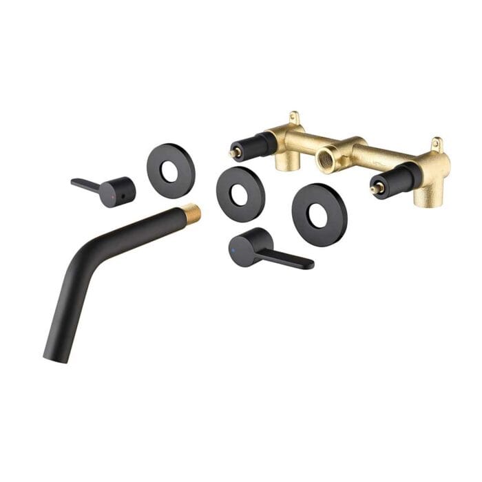 Black Double Handle Wall Mounted Bathroom Faucet - Image 11