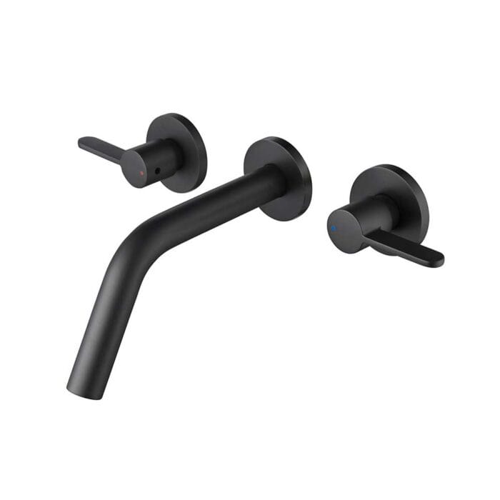 Black Double Handle Wall Mounted Bathroom Faucet