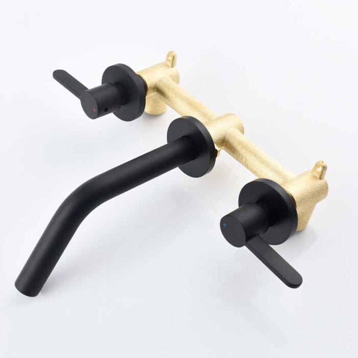 Black Double Handle Wall Mounted Bathroom Faucet - Image 9