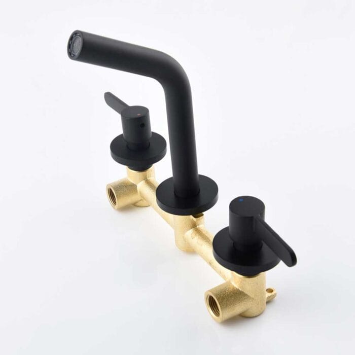 Black Double Handle Wall Mounted Bathroom Faucet - Image 8