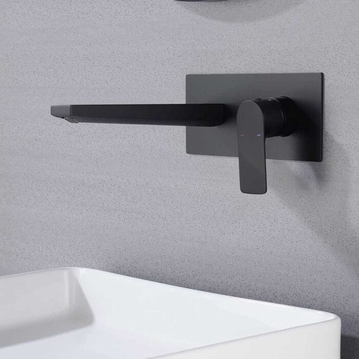 Black Hot & Cold Wall Mounted Basin Faucet - Image 3