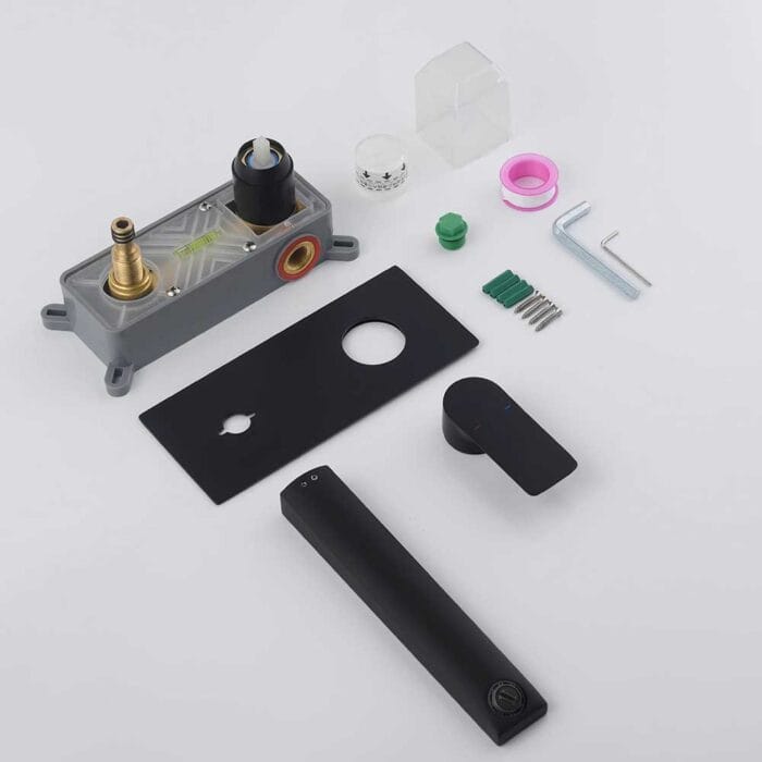 Black Hot & Cold Wall Mounted Basin Faucet - Image 8