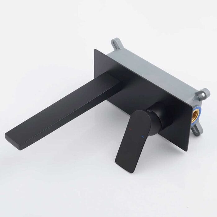 Black Hot & Cold Wall Mounted Basin Faucet - Image 4