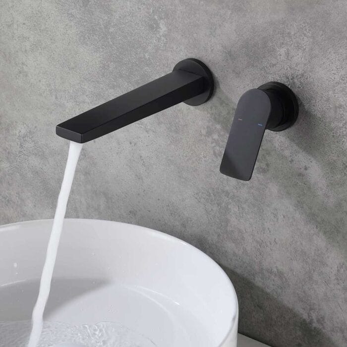 Black Hot & Cold Wall Mounted Bathroom Faucet - Image 2