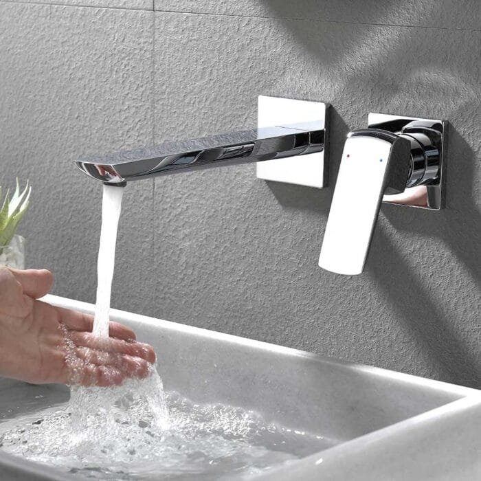 Hot & Cold Single Handle Brass Wall Mounted Basin Faucet - Image 3