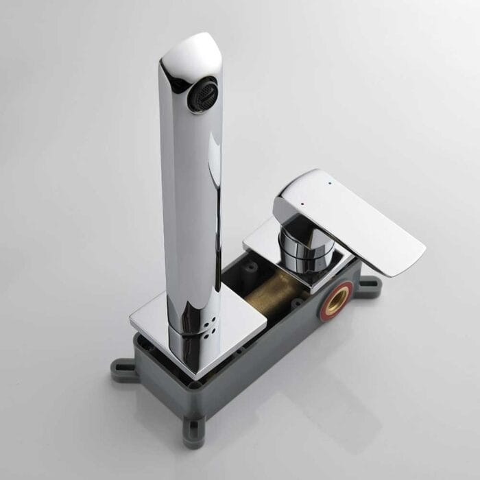 Hot & Cold Single Handle Brass Wall Mounted Basin Faucet - Image 7