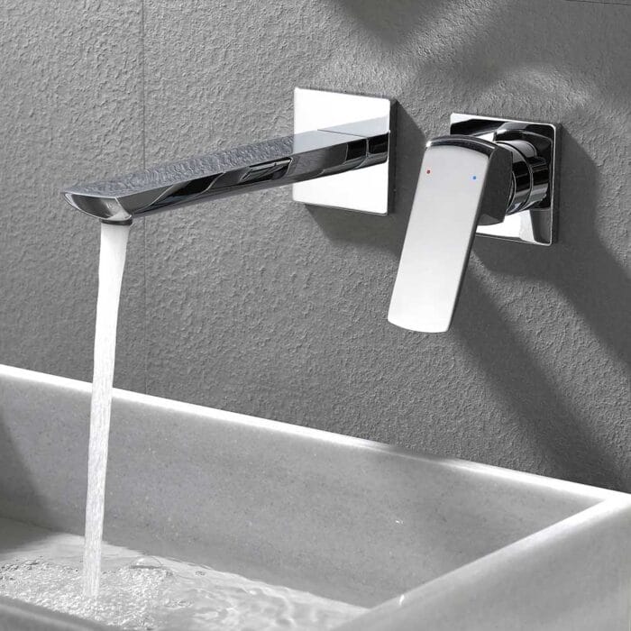 Hot & Cold Single Handle Brass Wall Mounted Basin Faucet - Image 2