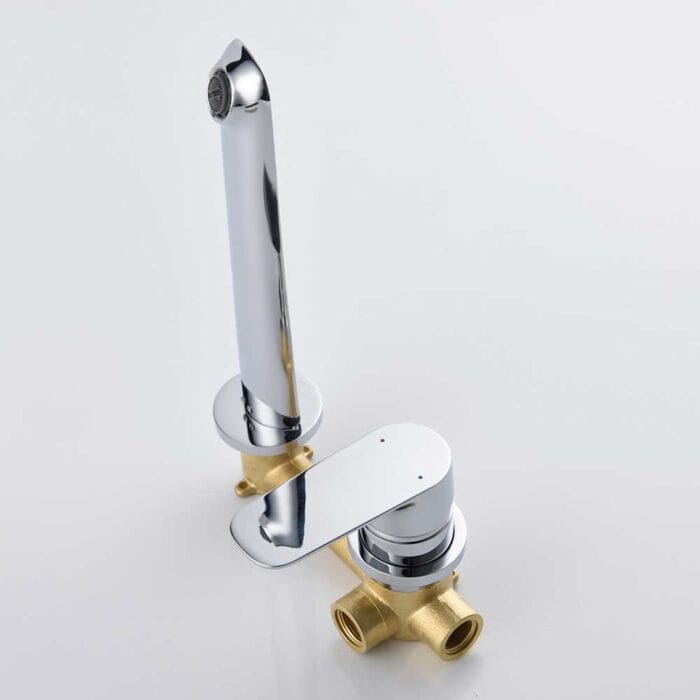 Chrome Hot & Cold Brass Wall Mounted Basin Faucet - Image 9