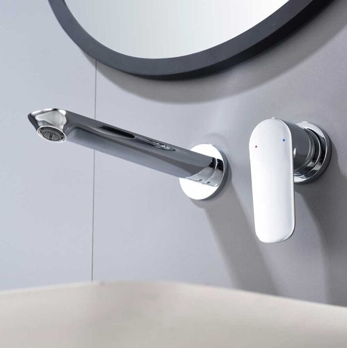 Chrome Hot & Cold Brass Wall Mounted Basin Faucet - Image 4