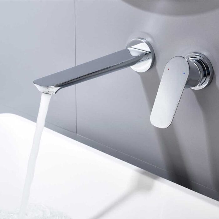 Chrome Hot & Cold Brass Wall Mounted Basin Faucet - Image 2