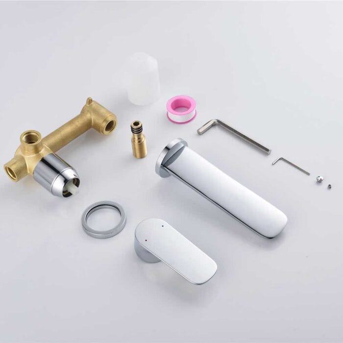 Chrome Hot & Cold Brass Wall Mounted Basin Faucet - Image 12