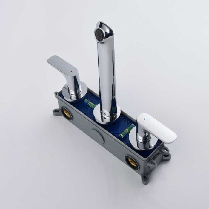 Chrome 2 Handle Wall Mounted Bathroom Faucet - Image 8