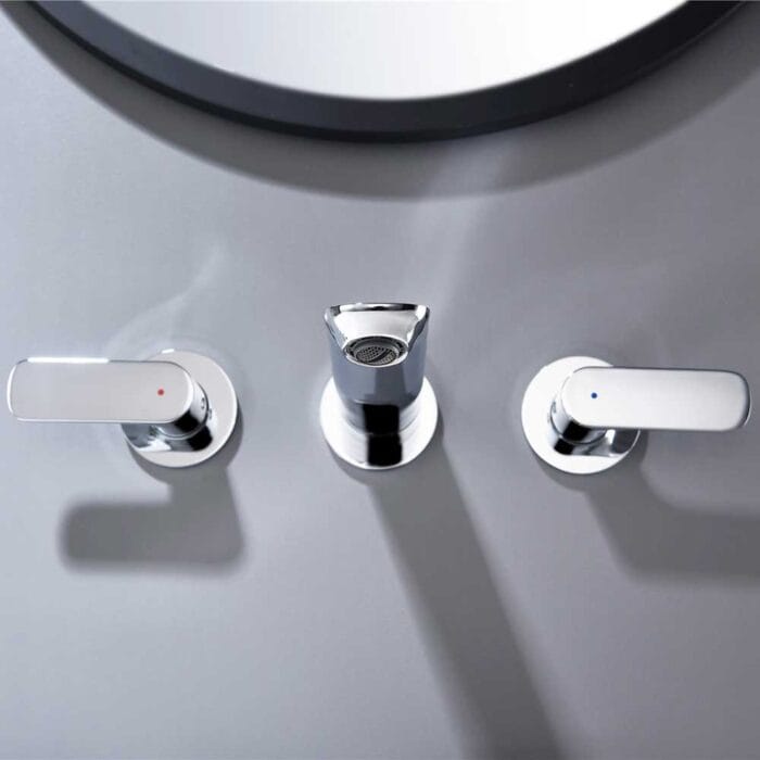 Chrome 2 Handle Wall Mounted Bathroom Faucet - Image 4