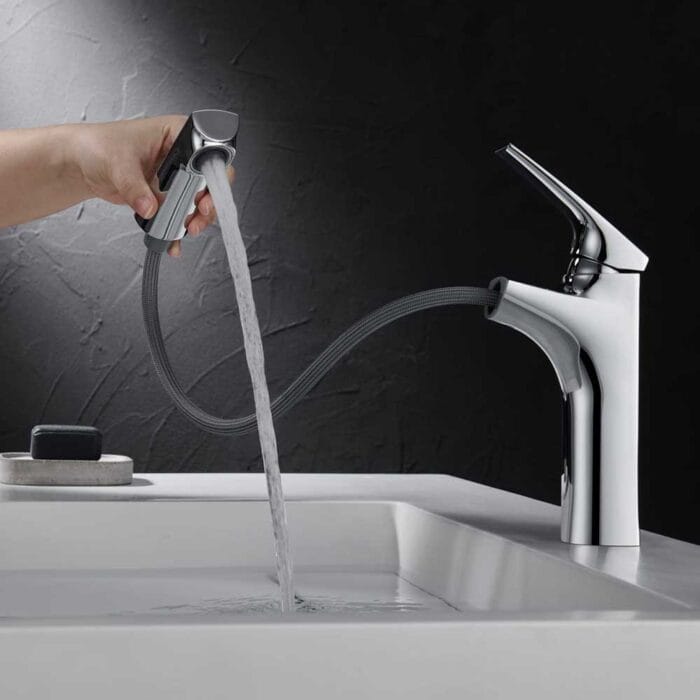 Chrome Pull Out Basin Faucet