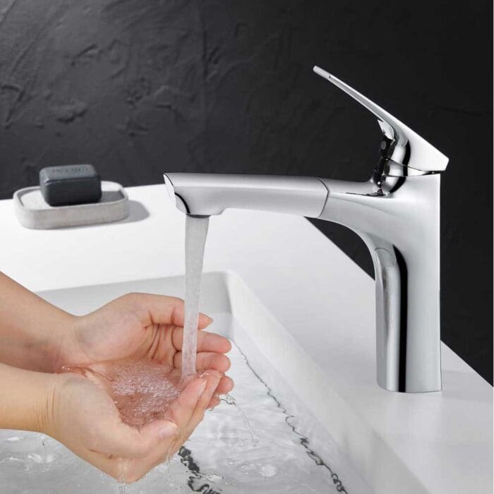 Chrome Pull Out Basin Faucet - Image 7