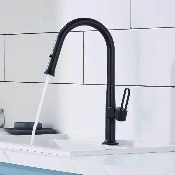 Black Hollow Handle Pull Down Kitchen Faucet - Image 2