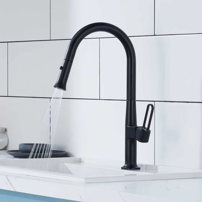Black Hollow Handle Pull Down Kitchen Faucet - Image 3