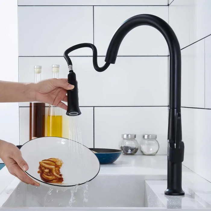 Black Hollow Handle Pull Down Kitchen Faucet - Image 5
