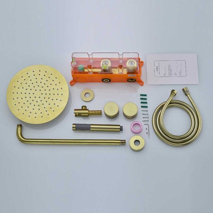 Gold Brass In Wall Concealed  Shower Set - Image 5
