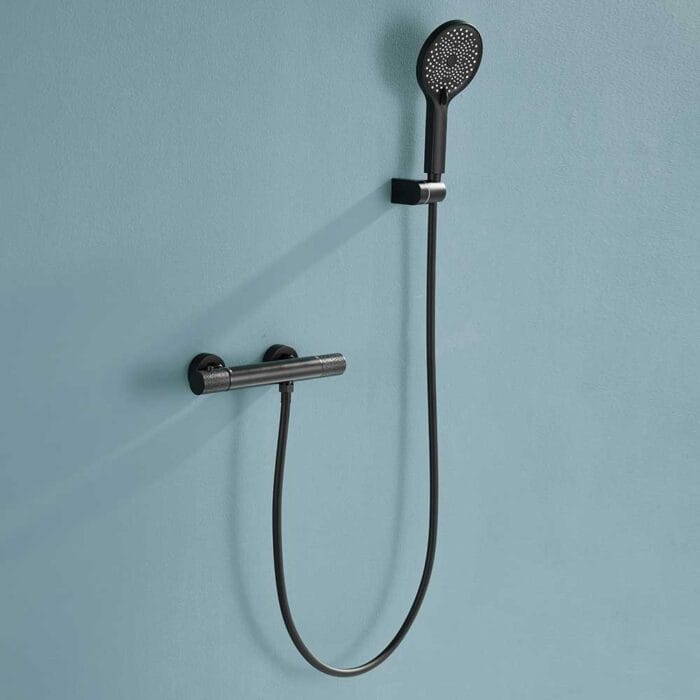 Black 2 Way Thermostati Exposed Shower Set