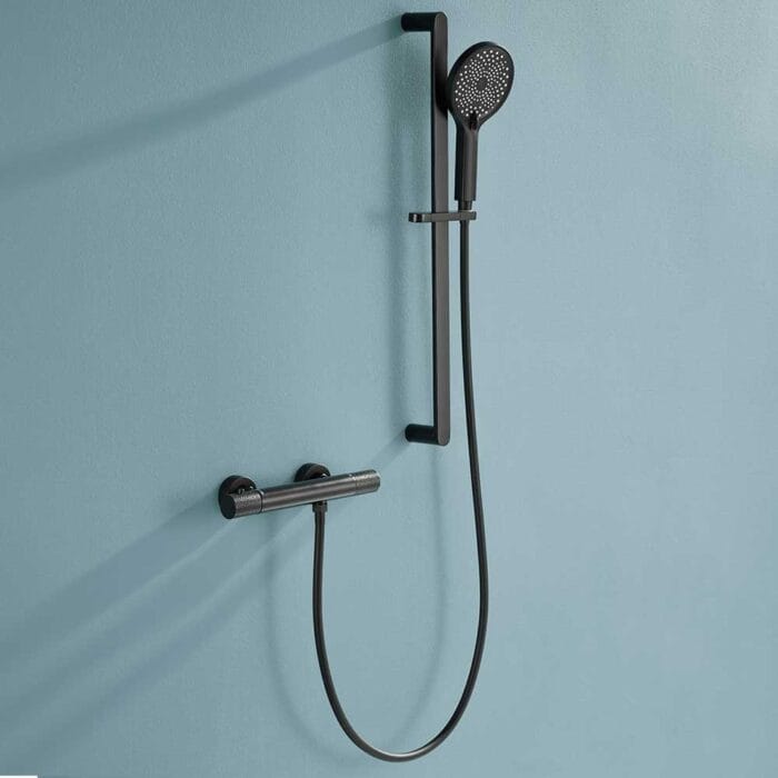 Black Brass Thermostati Exposed Shower Set