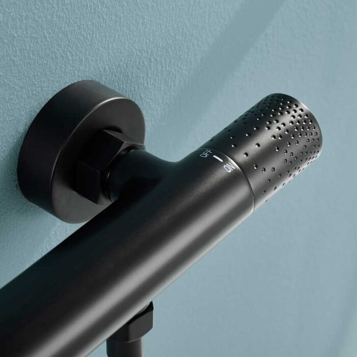 Black Brass Thermostati Exposed Shower Set - Image 4