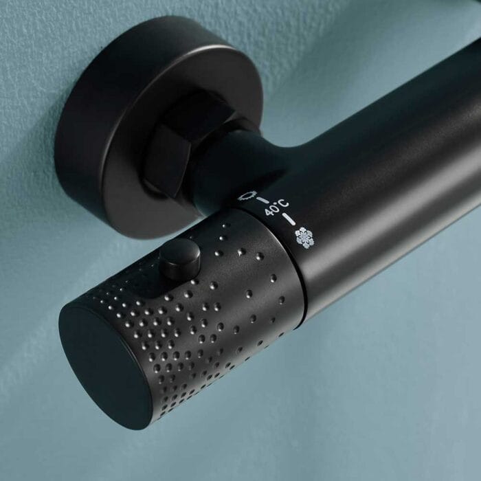 Black Brass Thermostati Exposed Shower Set - Image 3