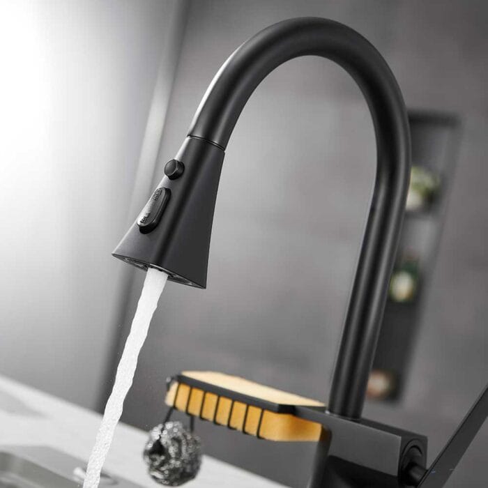 Black Single Handle Pull Down Kitchen Faucet - Image 6