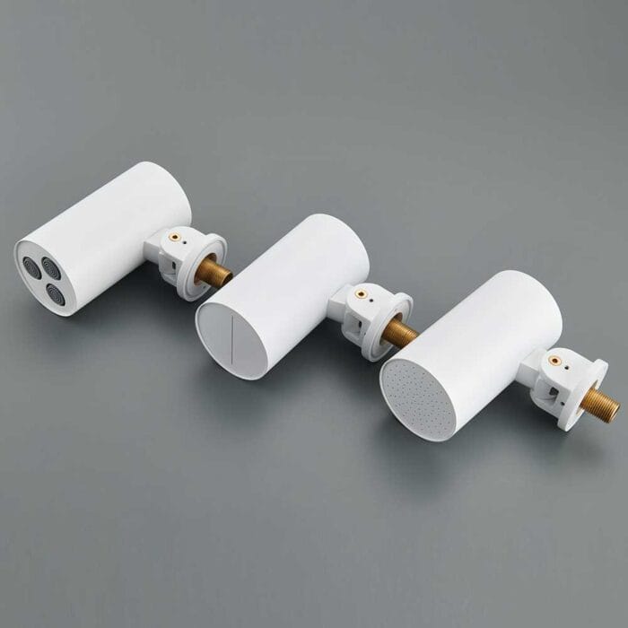 White Stainless Steel Round Spotlight Style Shower Head - Image 10
