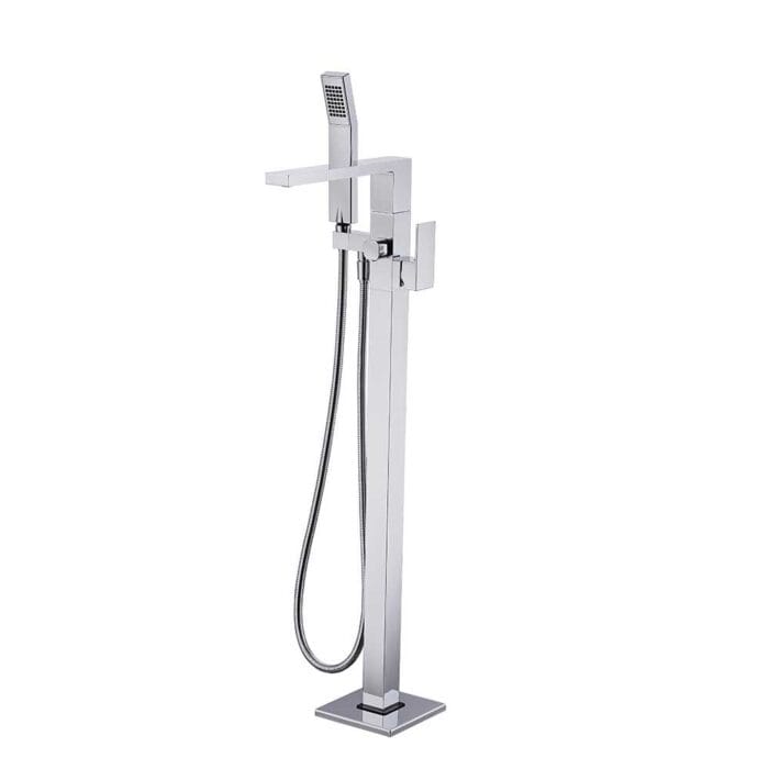 Chrome Square Floor Standing Bathtub Faucets