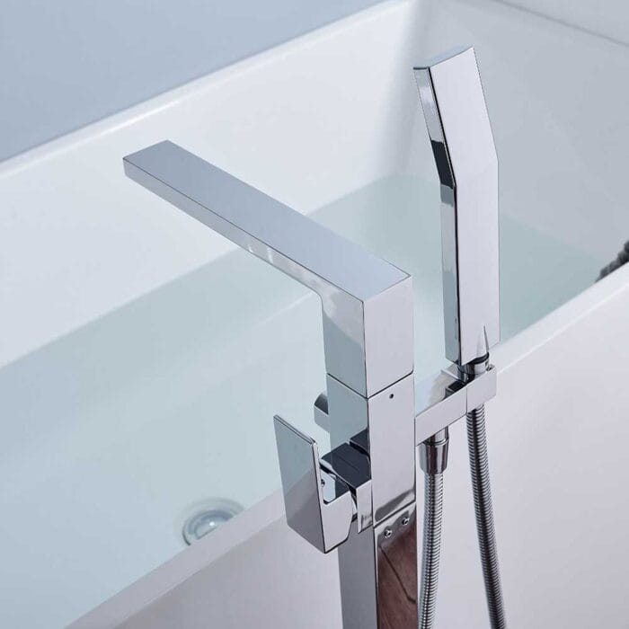 Chrome Square Floor Standing Bathtub Faucets - Image 7