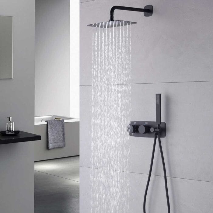 Black Brass Concealed  Shower Set - Image 2