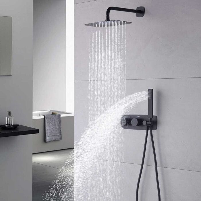 Black Brass Concealed  Shower Set - Image 4