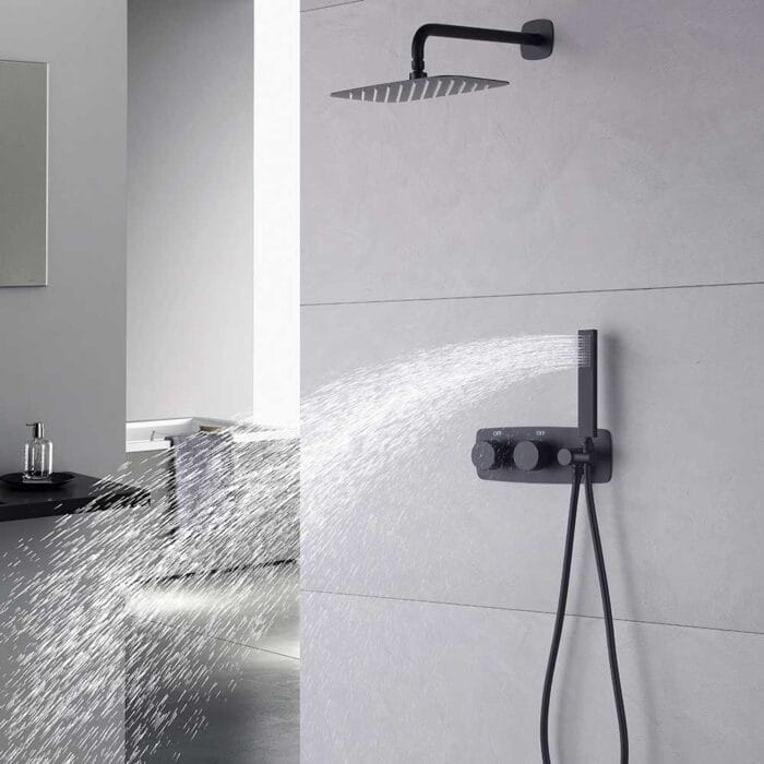 Black Brass Concealed  Shower Set - Image 3