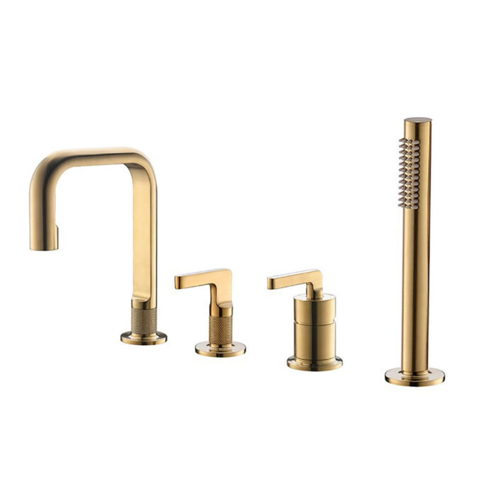 Gold Deck Mounted Bathtub Faucet