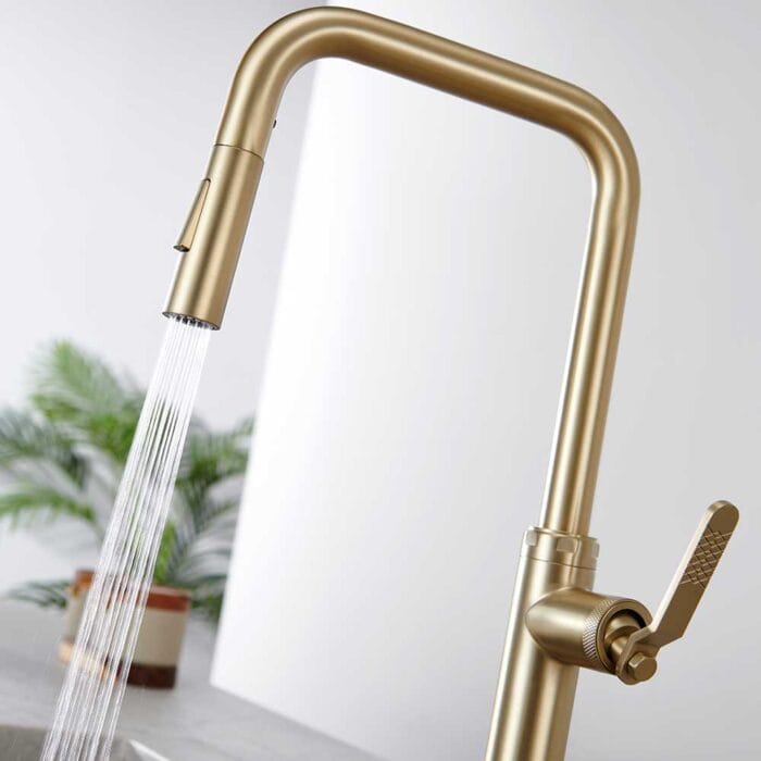 Gold Industrial Style Pull Down Kitchen Faucet - Image 7