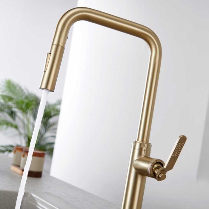 Gold Industrial Style Pull Down Kitchen Faucet - Image 6
