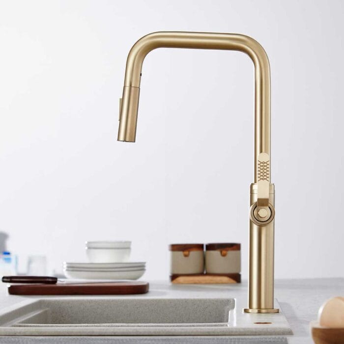 Gold Industrial Style Pull Down Kitchen Faucet - Image 5