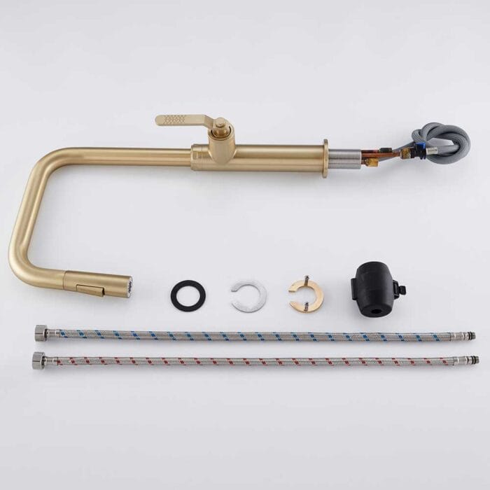 Gold Industrial Style Pull Down Kitchen Faucet - Image 12