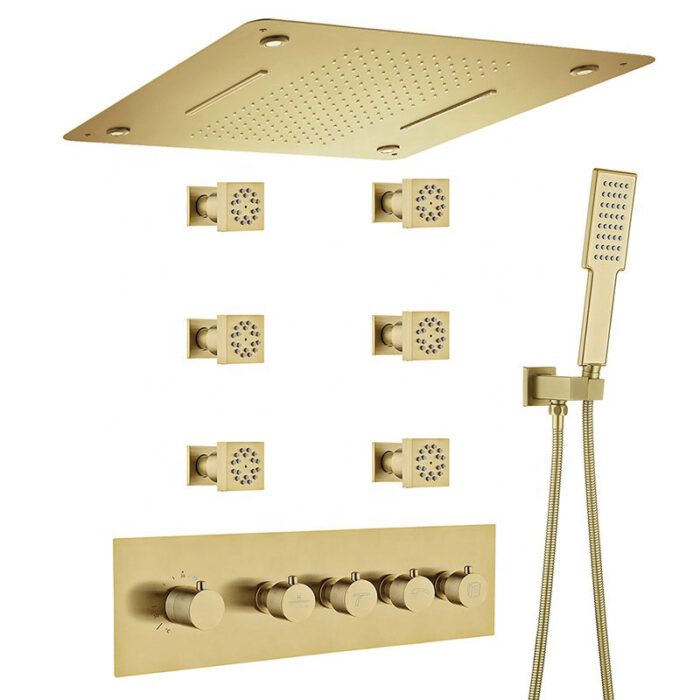 Gold Brass Concealed  Shower Set Withc Body Jet - Image 2