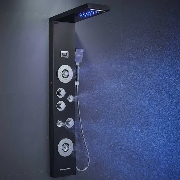 LED Black SUS04 Bathroom Shower Panel - Image 4