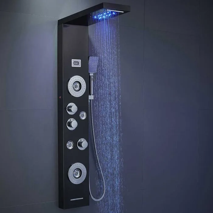 LED Black SUS04 Bathroom Shower Panel - Image 2
